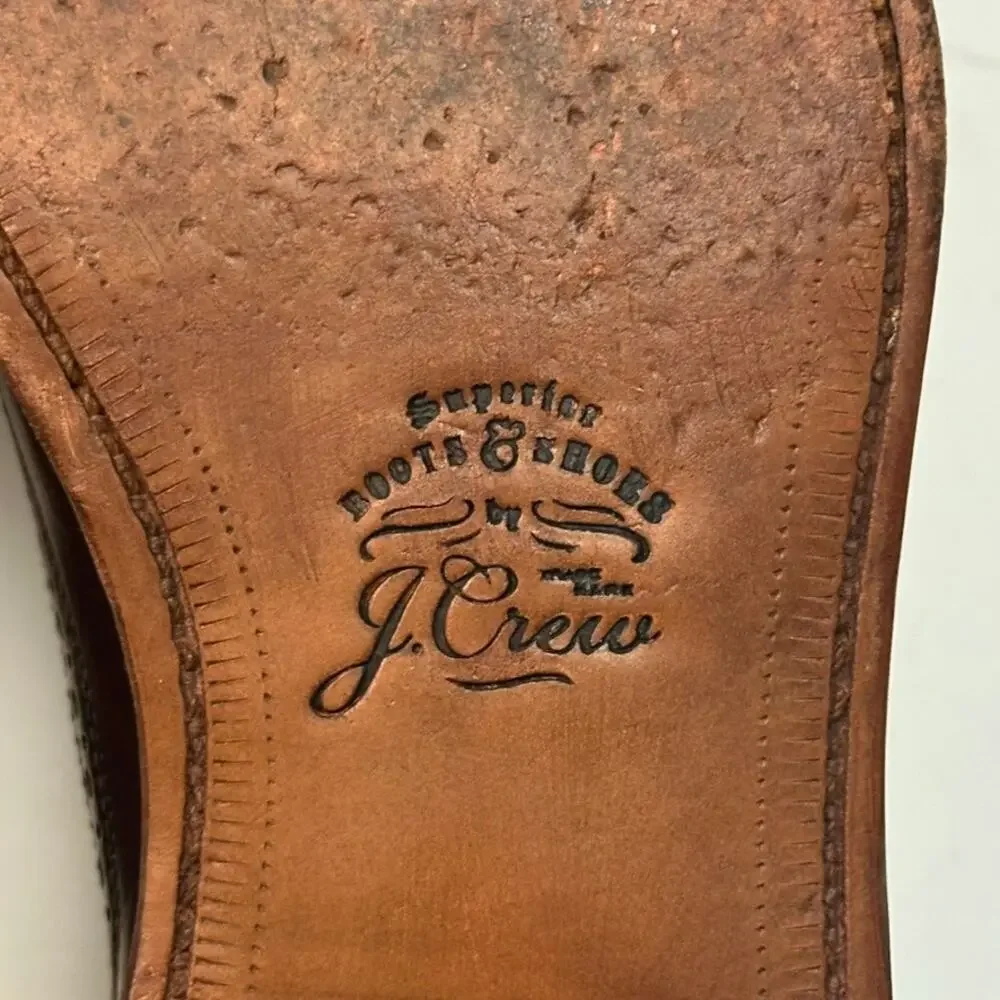 VGUC Grant Stone x J. Crew Ludlow Longwing Wingtip Derby Bench Made Brown 7.5 D